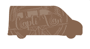 Captivan pictogramme d'un van aménagé de taille intermédiaire avec logo