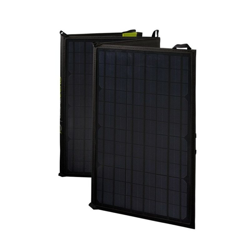 Panneau solaire nomad 50 GoalZero sur fond blanc vue de côté