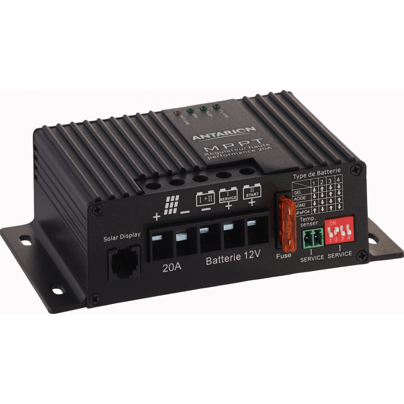 Régulateur solaire MPPT 20A Antarion vu de face