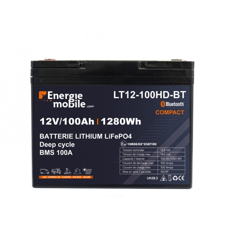 Batterie Lithium LiFePo4 energie mobile en 100Ah, avec film chauffant intégré.