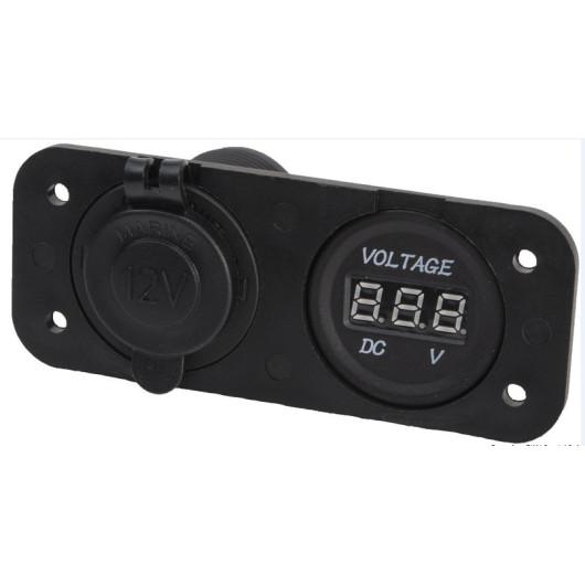 PRISE 12V + VOLTMÈTRE OSCULATI disponible chez Captivan, idéal pour connecter des appareils et vérifier l'état des batteries en bateau.