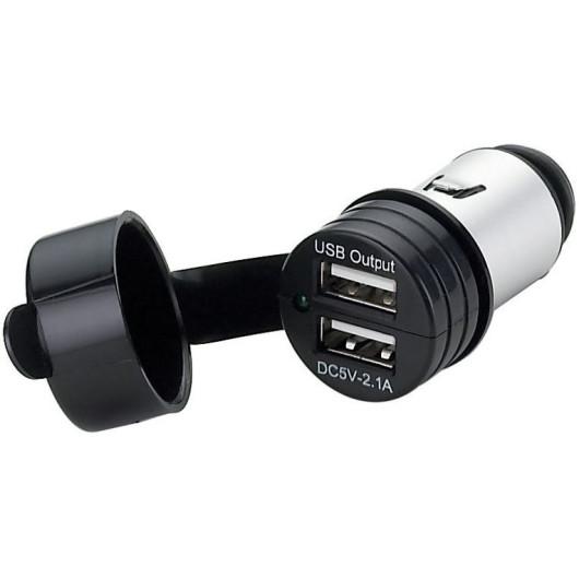 PRISE 12/24V USB-A DOUBLE OSCULATI de Captivan, idéale pour charger téléphone et tablette en bateau via prise allume cigare 12/24V.