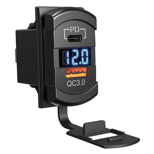 PRISE DOUBLE USB-A+C + VOLTMÈTRE 12/24 V OSCULATI de Captivan, avec entrée USB-A et USB-C, s'adapte à un cadre CARLINGSWITCH.