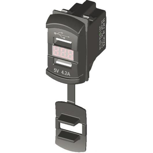 INTERRUPTEUR DOUBLE USB + VOLTMÈTRE OSCULATI chez Captivan, parfait pour recharger votre portable et surveiller l'état de la batterie en bateau.