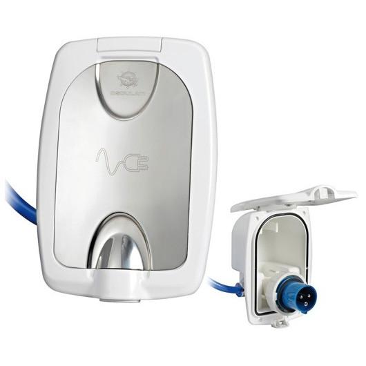 PRISE R-EVOLVE OSCULATI de Captivan, prise de quai encastrée en inox pour bateau, camping-car, compatible fiche type Européenne P17.