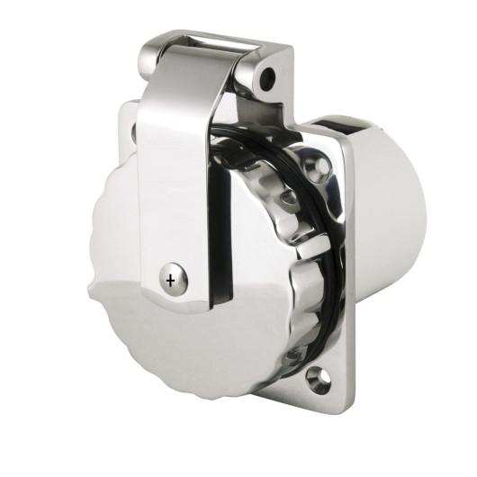 PRISE DE QUAI INOX 16A OSCULATI, Captivan - Prise étanche IP56 en inox pour connexion 230 V sur bateau.