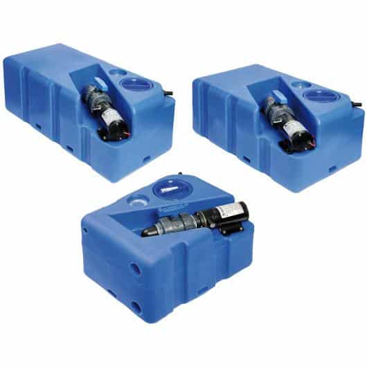 RÉSERVOIR EAU NOIR BROYEUR HORIZONTAL OSCULATI - Captivan, réservoir pour eaux noires avec pompe broyeur 12V/24V, installation horizontale.