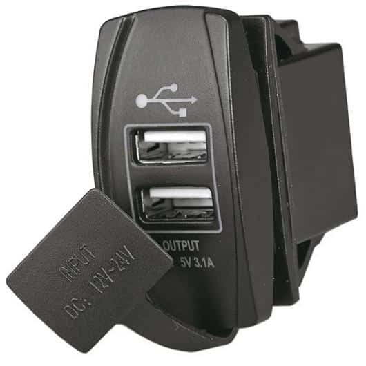SOCLE DOUBLE USB OSCULATI de Captivan, parfait pour compléter tableau électrique Carlingswitch ou Marinar en bateau ou fourgon aménagé.