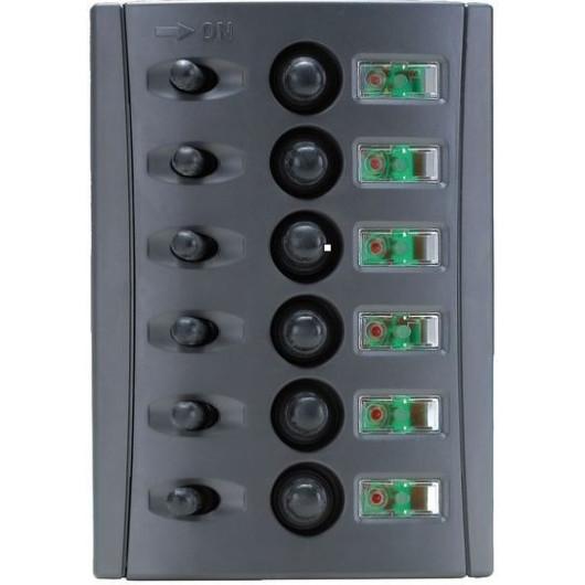TABLEAU 6 DISJONCTEURS OSCULATI de Captivan, accessoire idéal pour bateau ou fourgon aménagé avec éclairage LED.