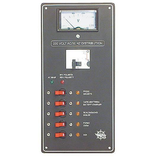 TABLEAU DE DISTRIBUTION 230 V OSCULATI de Captivan, tableau électrique pour bateaux et camping-cars, contrôle courant alternatif 230 V.