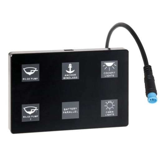 TABLEAU ÉLECTRIQUE TACTILE | 6 INTERRUPTEURS OSCULATI chez Captivan, panneau étanche IP67 pour contrôle circuit 12/24V bateau.
