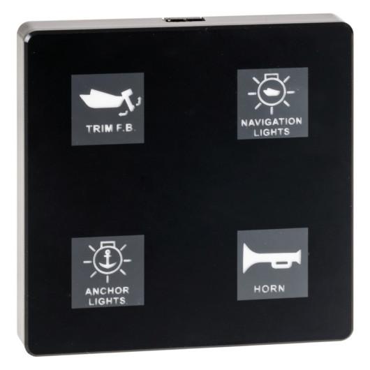 TABLEAU ÉLECTRIQUE TACTILE | 4 INTERRUPTEURS OSCULATI de Captivan pour équipements 12/24 V DC, encastrable avec autocollants d'identification.