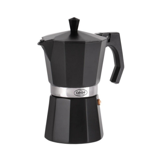 CAMP4 CAFETIÈRE ITALIENNE 6 TASSES de Captivan, idéale pour le camping, compatible avec tous feux, y compris gaz.
