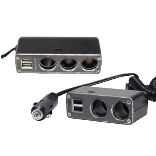CARBEST MULTIPRISE ALLUME-CIGARE - USB de Captivan, multiprise 12 V DC avec câble 1 m et 2 sorties USB-A pour bateau et camping-car.