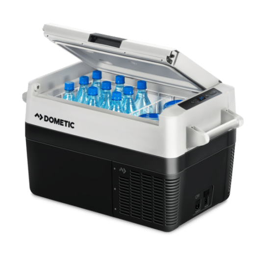 Glacière à compression CFF 35 DOMETIC de Captivan, idéale pour fourgon aménagé et camping-car, faible consommation pour autonomie en bivouac.