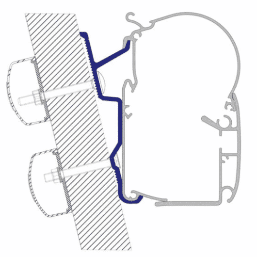 KIT PW DUCATO H3 1 ÉTRIER DOMETIC - Adaptateur pour stores bannes PerfectWall PW sur Ducato H3, disponible chez Captivan.