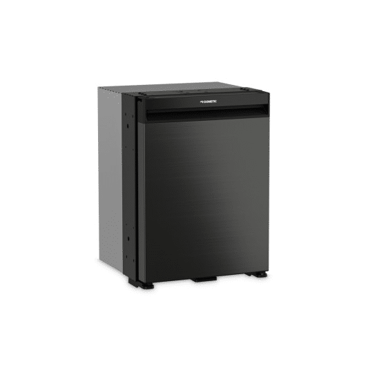 Réfrigérateur NRX 35C DOMETIC de Captivan, idéal pour van, voilier ou camping-car, 34L, faible consommation électrique, élégant en argent foncé.