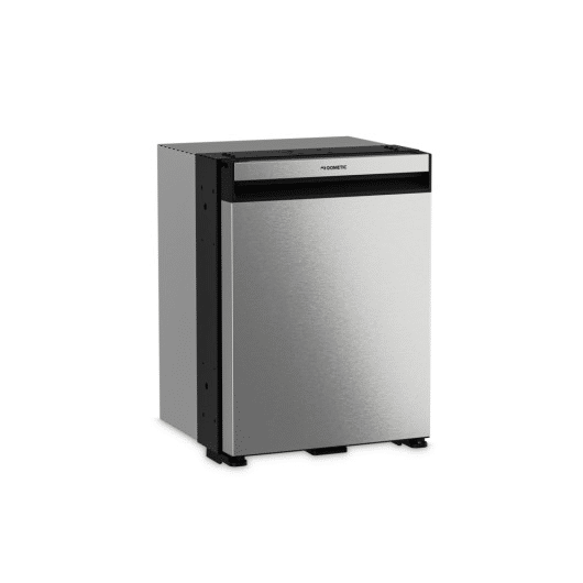 Réfrigérateur NRX 35S DOMETIC de Captivan, idéal pour van, voilier ou camping-car, 34L, faible consommation, porte élégante argent foncé.