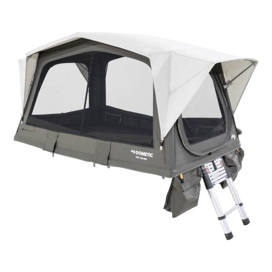 Tente de toit gonflable TRT 140 AIR DOMETIC de Captivan, facile à installer, gonflage rapide avec pompe 12V pour 2 personnes.