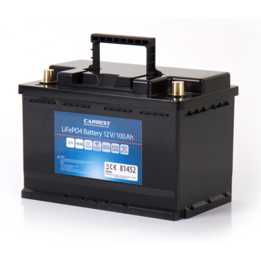 CARBEST BATTERIE LIFEPO4 100 AH - 1280 WH | DIN H6 VW T5/T6/T6.1 - Captivan, batterie lithium 12V, BMS intégré, Bluetooth.