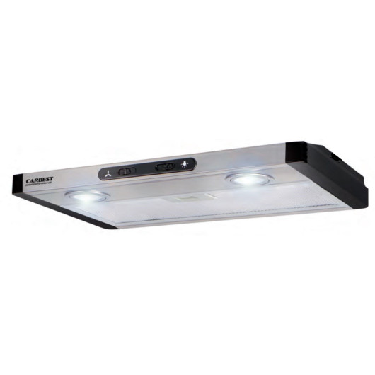CARBEST HOTTE ASPIRANTE 12V, Captivan, hotte inoxydable avec éclairage, idéale pour cuisine et dînette de fourgon aménagé.