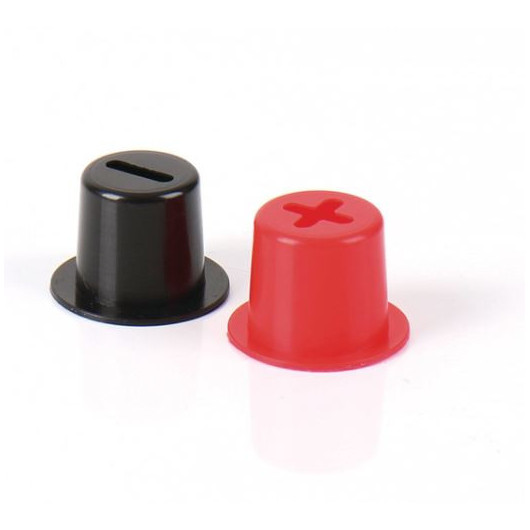 CARBEST PROTECTIONS BORNES BATTERIE de Captivan : cabochons en plastique pour protection des bornes coniques de batteries de camping-car ou bateau.
