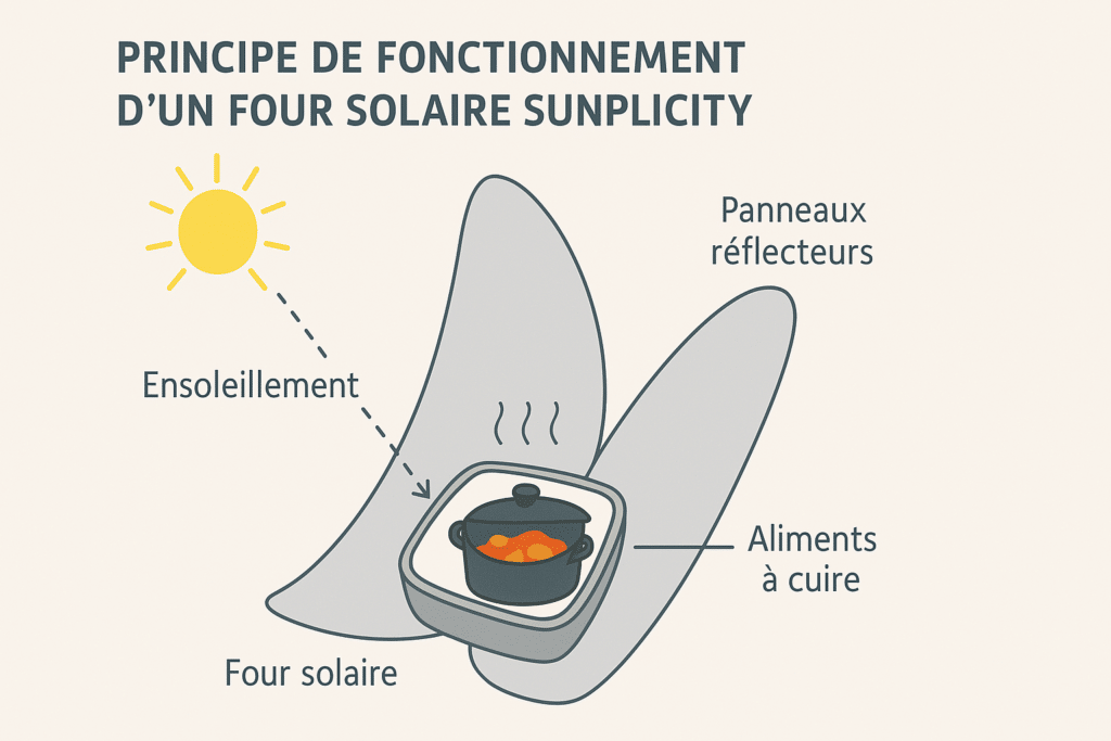 Comment fonctionne un four solaire? Schéma d'explication simplifié